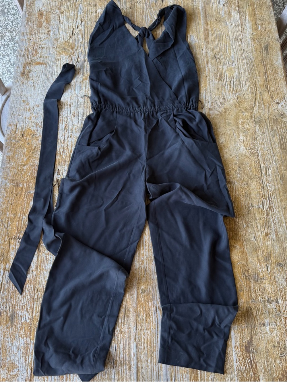 Banana Republic Navy Wrap Style Sleeveless Jumpsuit with Waist Tie
